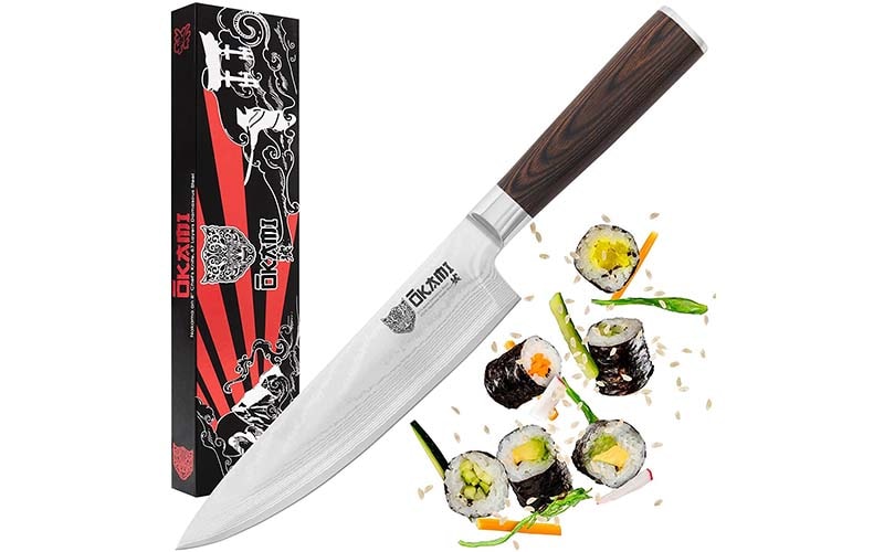 Okami Japanese Damascus Stainless Steel Gyuto Knife