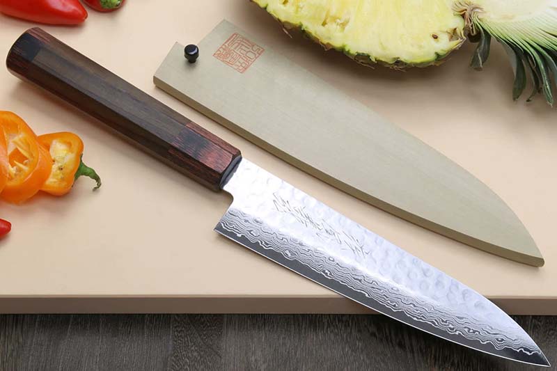Yoshihiro NSW Hammered Damascus Japanese Chefs Gyuto Knife